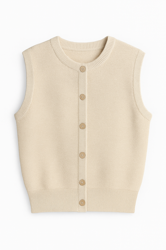 Beige Knit Tank Top - Sleeveless Knitwear - Yowens