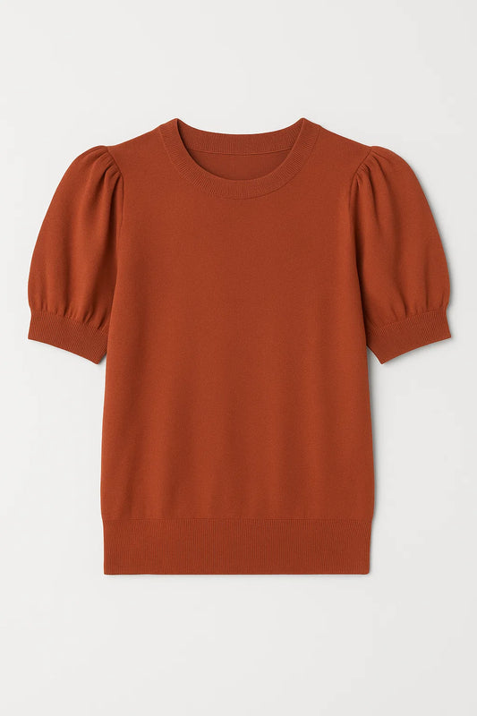 Summer Puff Short Sleeve Sweater Crewneck Knit