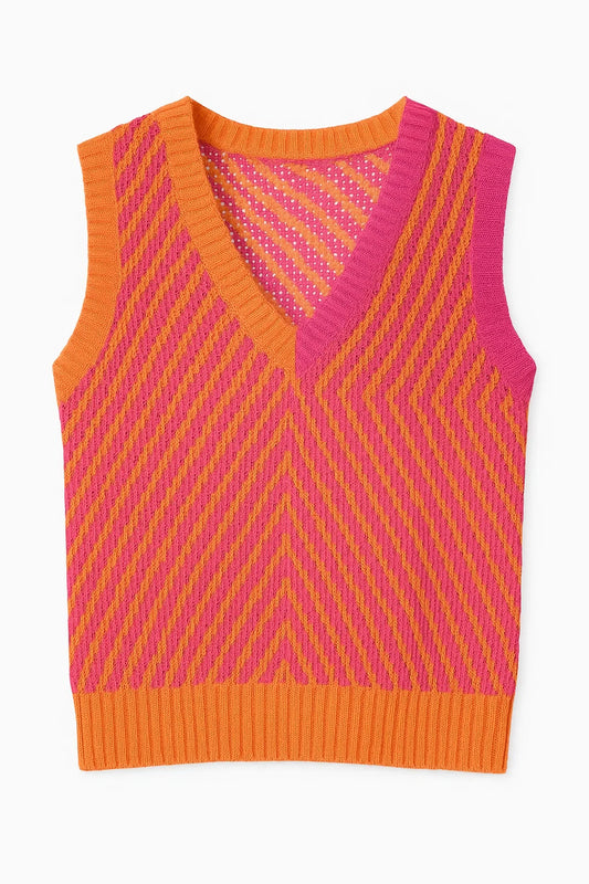 ColorBlock V-Neck Sweater Vest