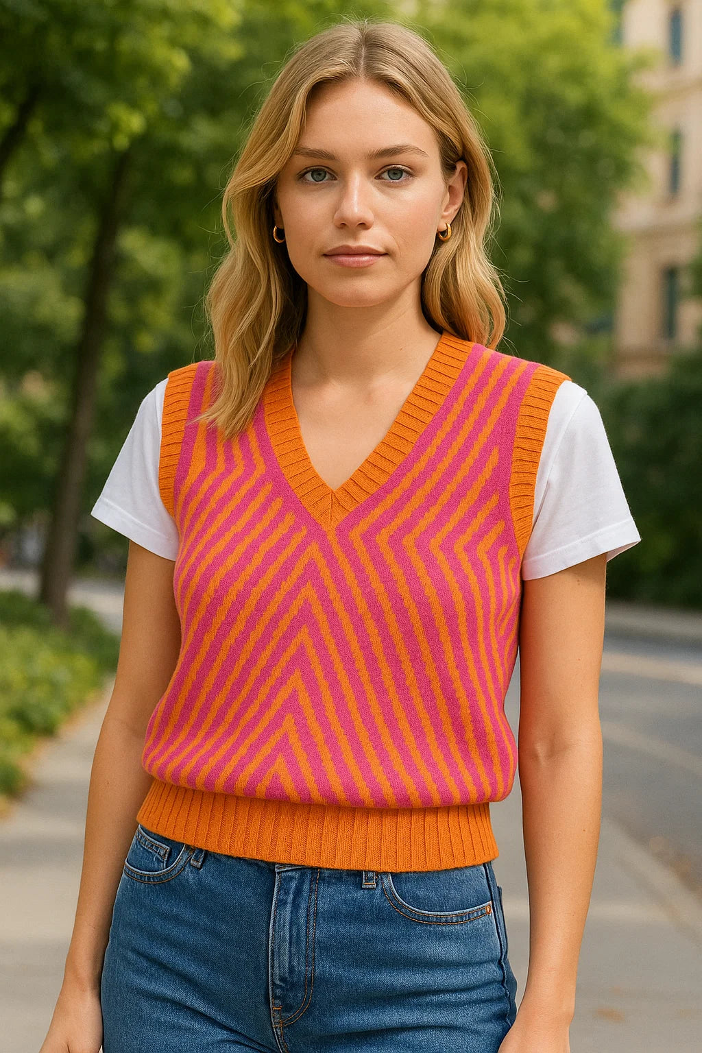 ColorBlock V-Neck Sweater Vest