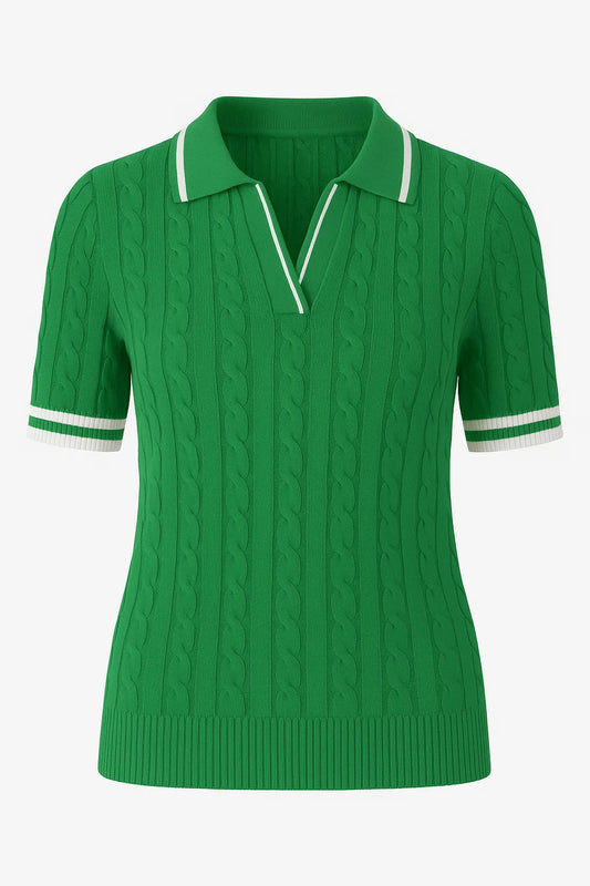 Sophia Cable Knit Polo Top