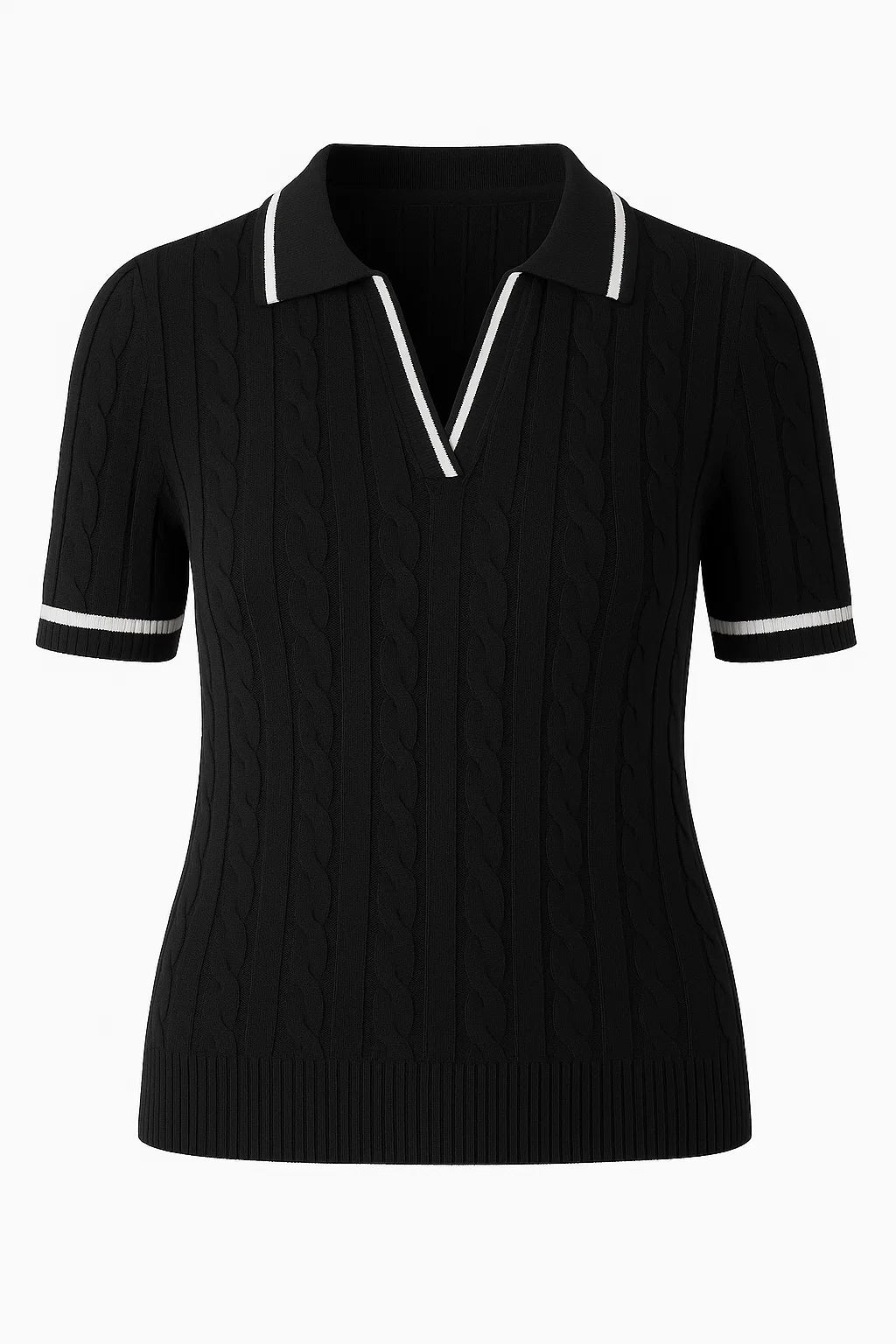 Sophia Cable Knit Polo Top
