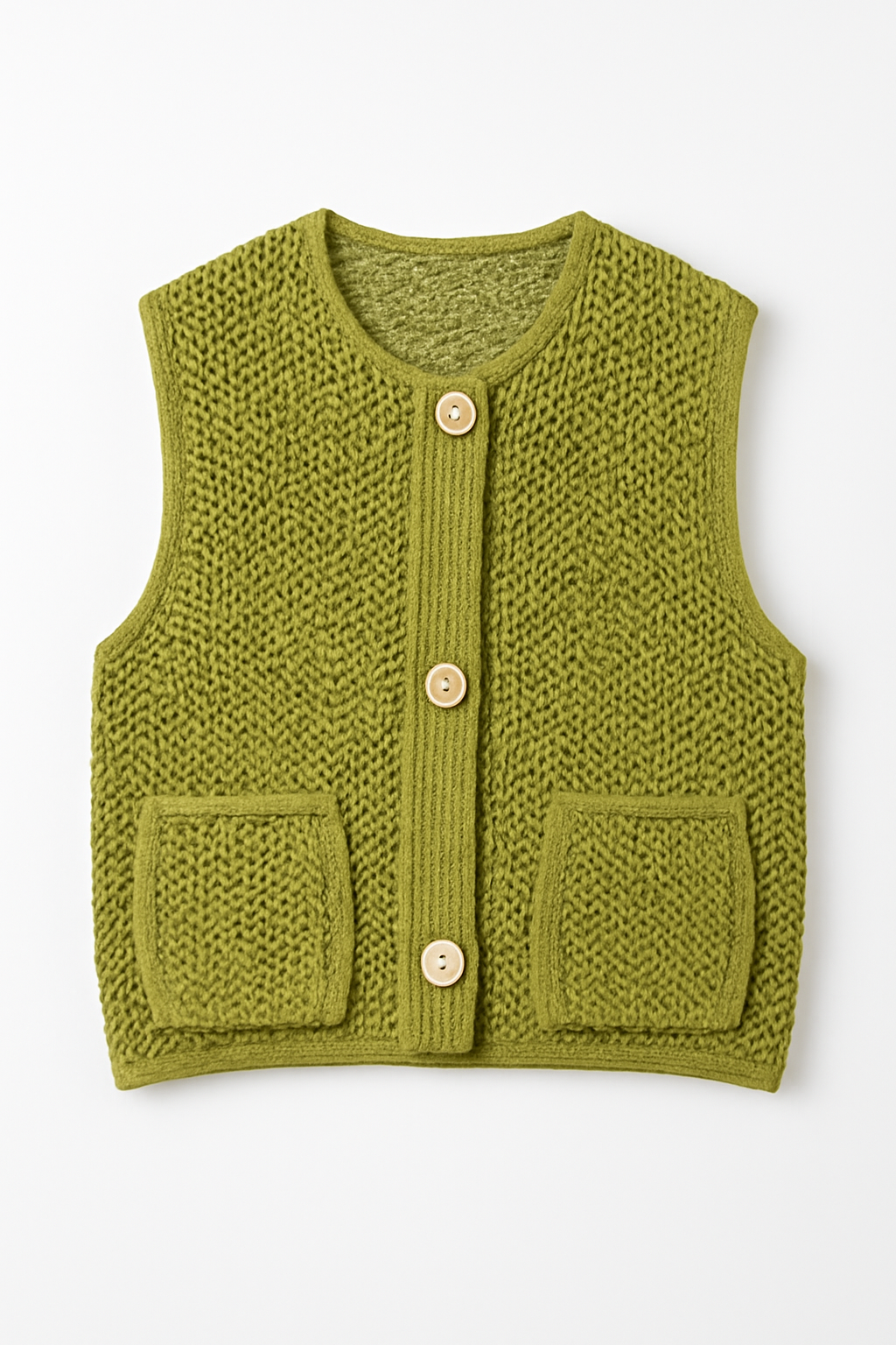 Textura Summer Knit Vest with Patch Pockets