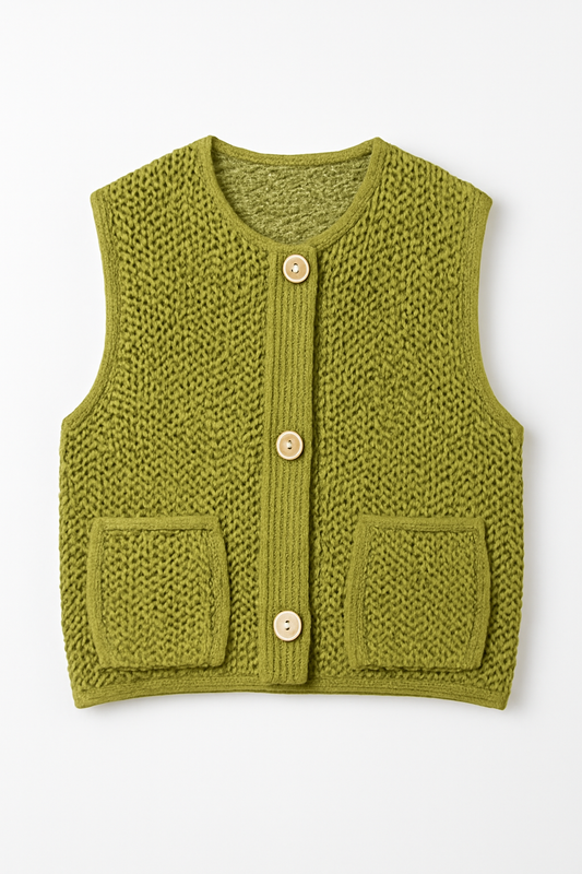 Textura Summer Knit Vest with Patch Pockets