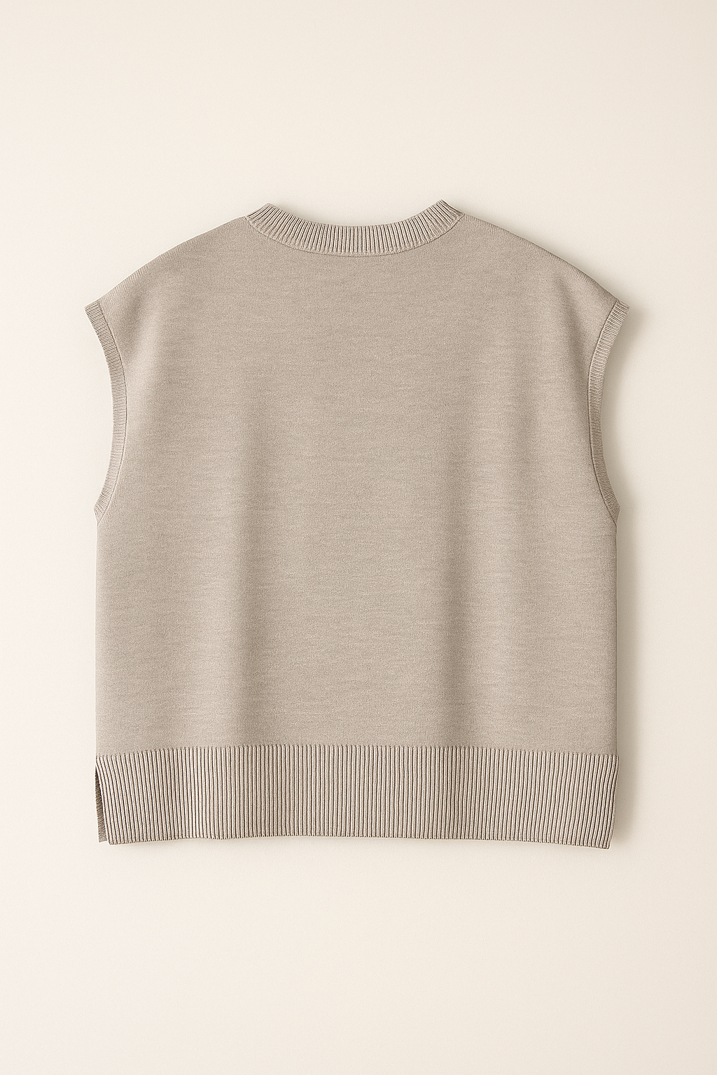 Beige Knit Tank Top–Sleeveless Anti-Cotton Knitwear -Yowens