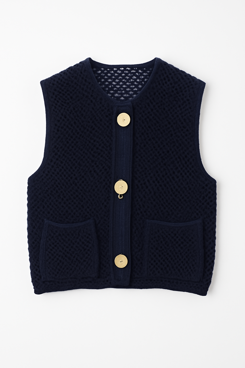 Textura Summer Knit Vest with Patch Pockets
